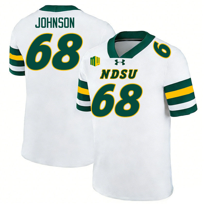 North Dakota State Bison #68 Zack Johnson College Football Jerseys,Uniforms-White